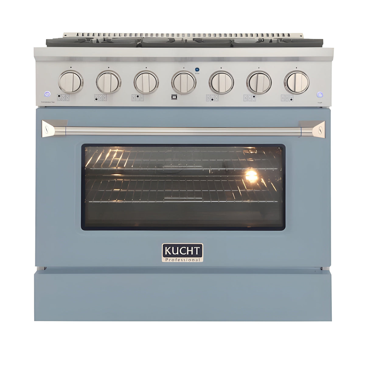 Kucht Professional 36" 5.2 cu ft. Natural Gas Range in Light Blue with Silver Accents - KNG361-LB