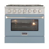 Kucht Professional 36" 5.2 cu ft. Natural Gas Range in Light Blue with Silver Accents - KNG361-LB