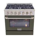 Kucht 36" Pro-Style Natural Gas Dual Fuel Range with 4 Burners in Olive Green - KDF362-OG