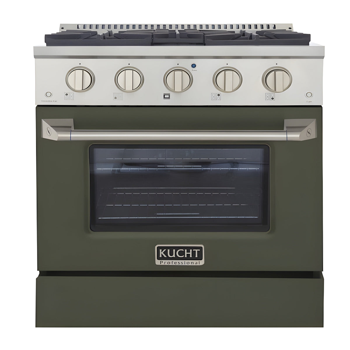 Kucht 30" Pro-Style Natural Gas Dual Fuel Range with 4 Burners in Olive Green - KDF302-OG