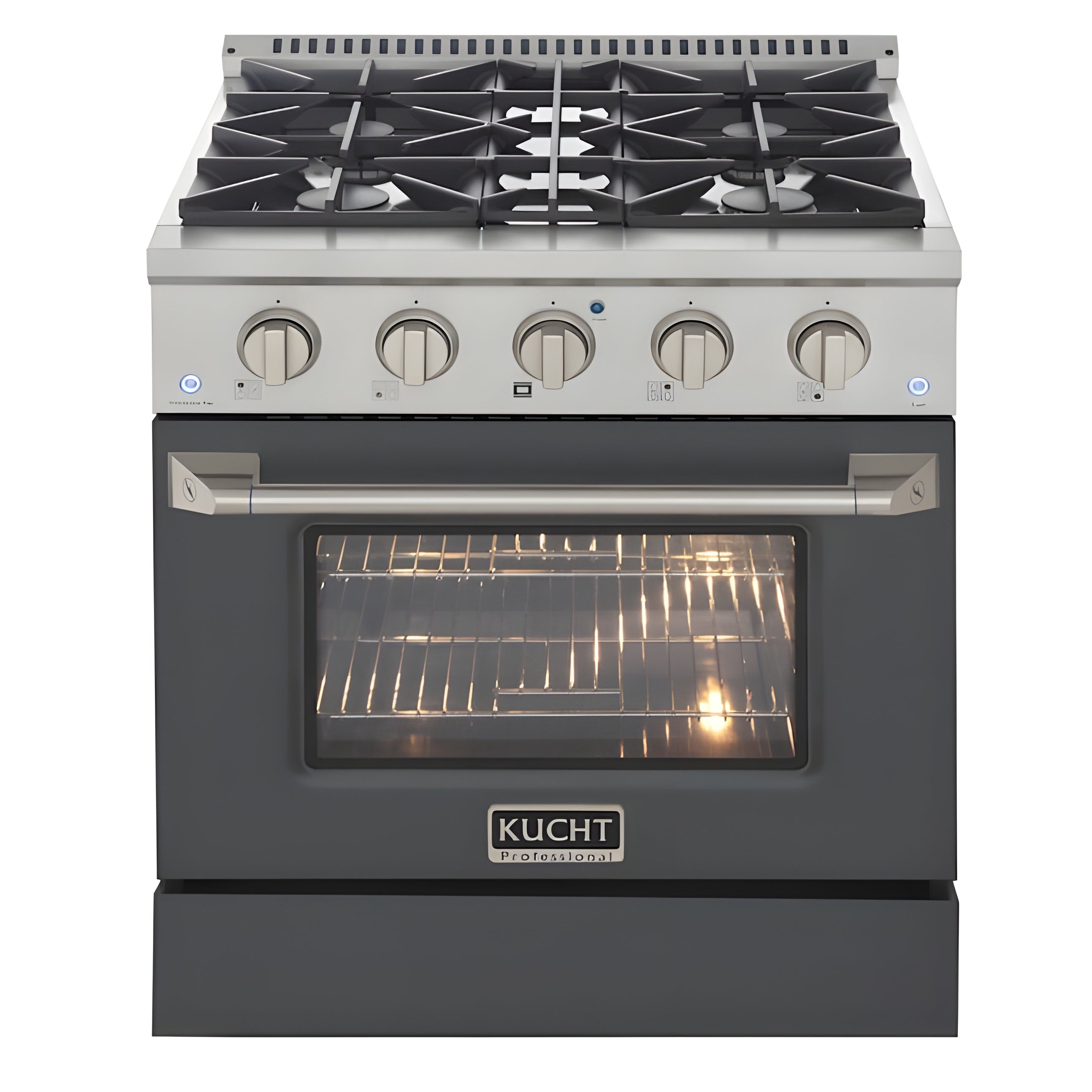 Kucht 30" Pro-Style Natural Gas Dual Fuel Range with 4 Burners in Gray - KDF302-GR