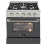 Kucht Professional 30" 4.2 cu ft. Propane Gas Range in Cement Gray with Silver Accents - KNG301/LP-GR
