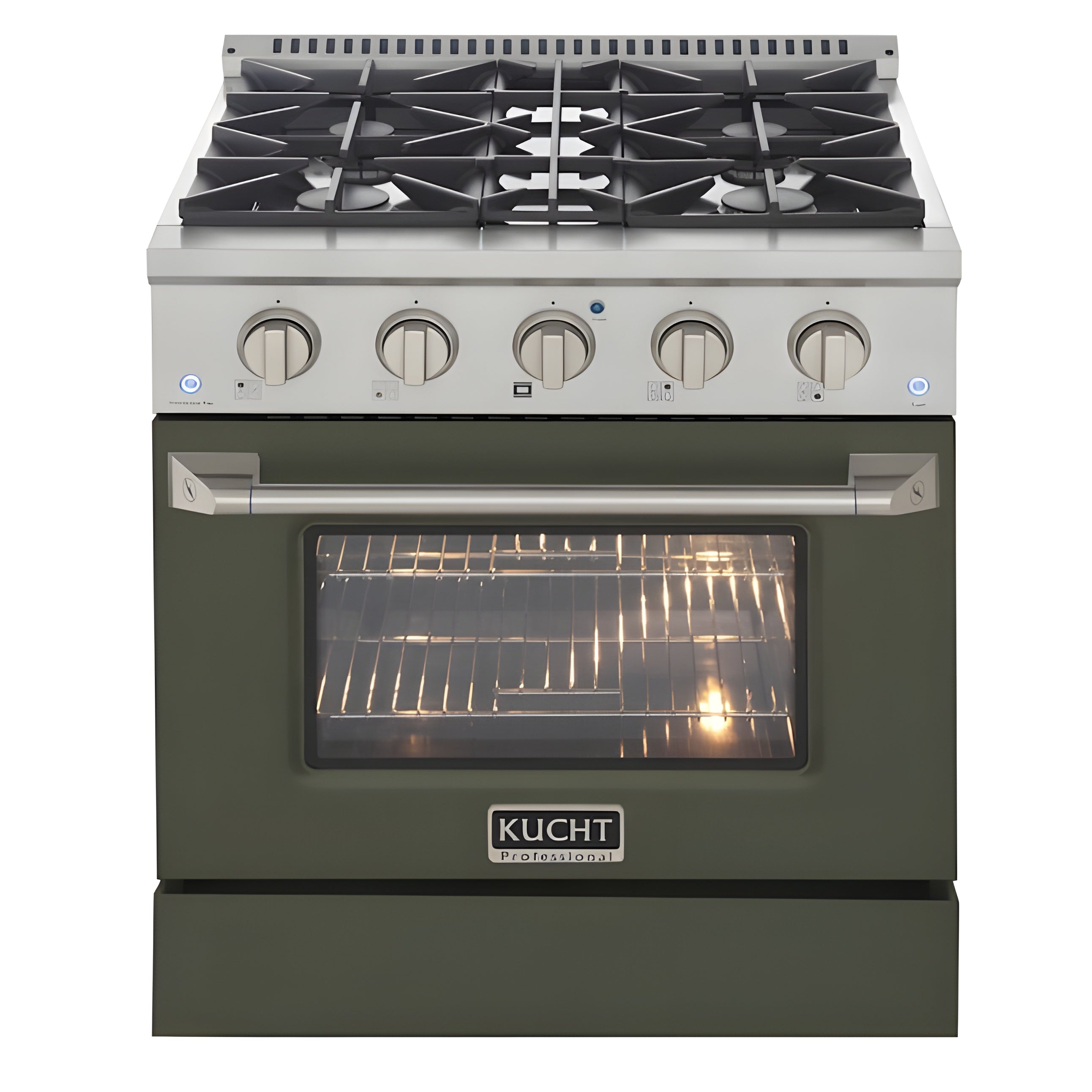 Kucht 30" Pro-Style Natural Gas Dual Fuel Range with 4 Burners in Olive Green - KDF302-OG