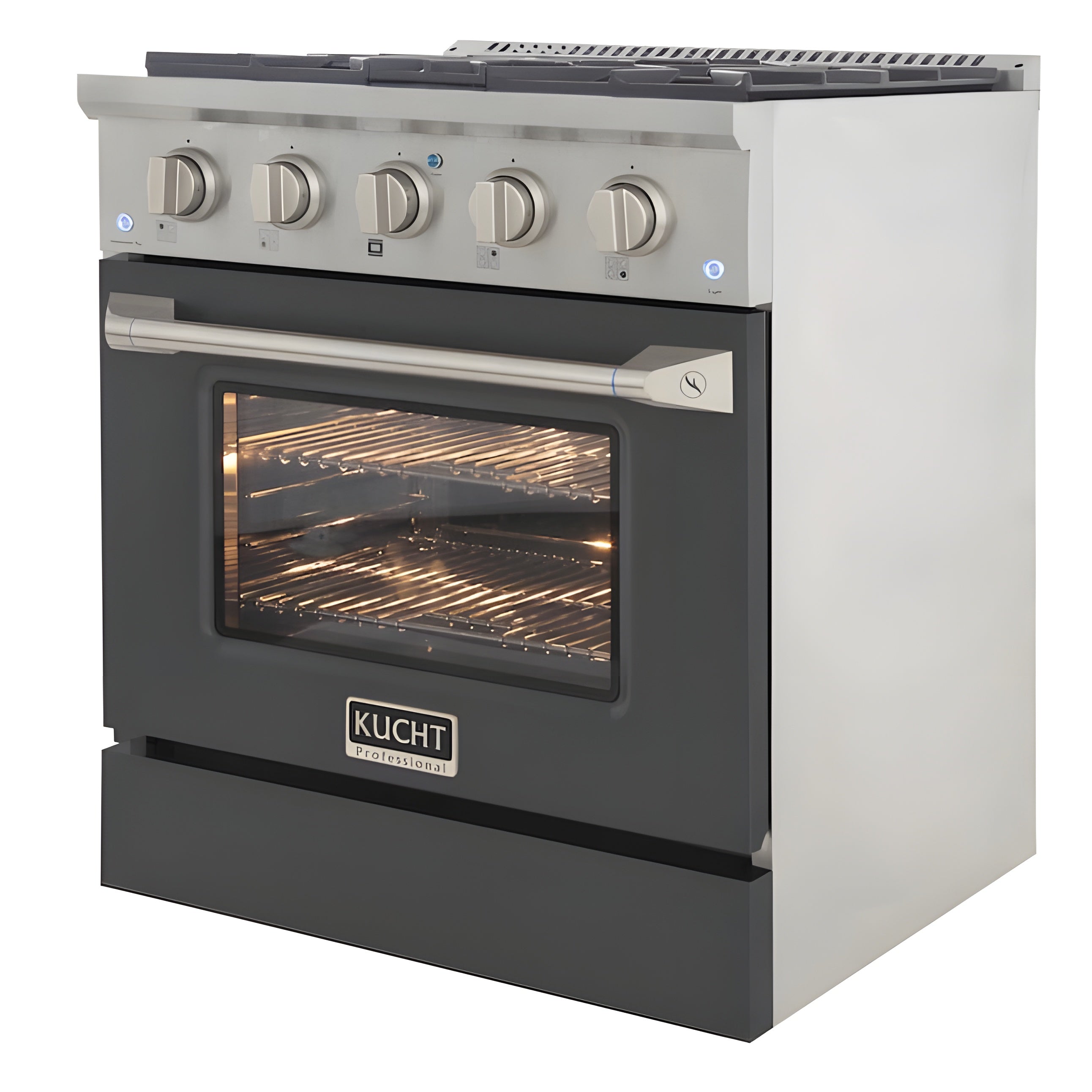 Kucht 30" Pro-Style Natural Gas Dual Fuel Range with 4 Burners in Gray - KDF302-GR