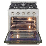 Kucht 30" Pro-Style Natural Gas Dual Fuel Range with 4 Burners in Olive Green - KDF302-OG