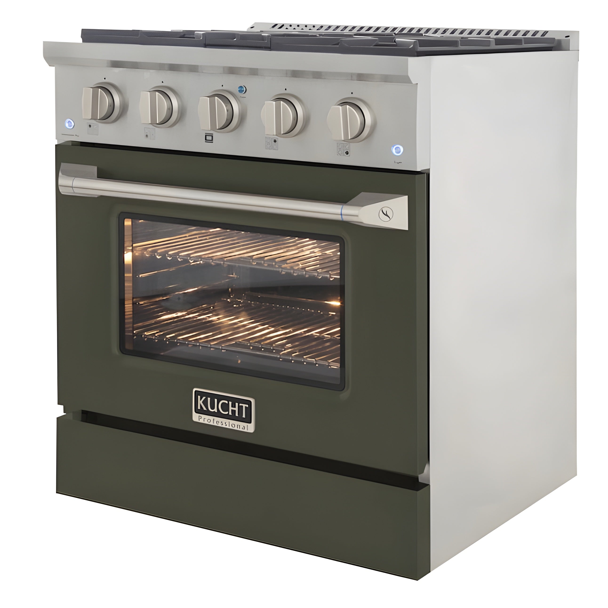 Kucht 30" Pro-Style Natural Gas Dual Fuel Range with 4 Burners in Olive Green - KDF302-OG