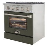 Kucht 30" Pro-Style Natural Gas Dual Fuel Range with 4 Burners in Olive Green - KDF302-OG
