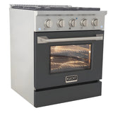 Kucht 30" Pro-Style Natural Gas Dual Fuel Range with 4 Burners in Gray - KDF302-GR