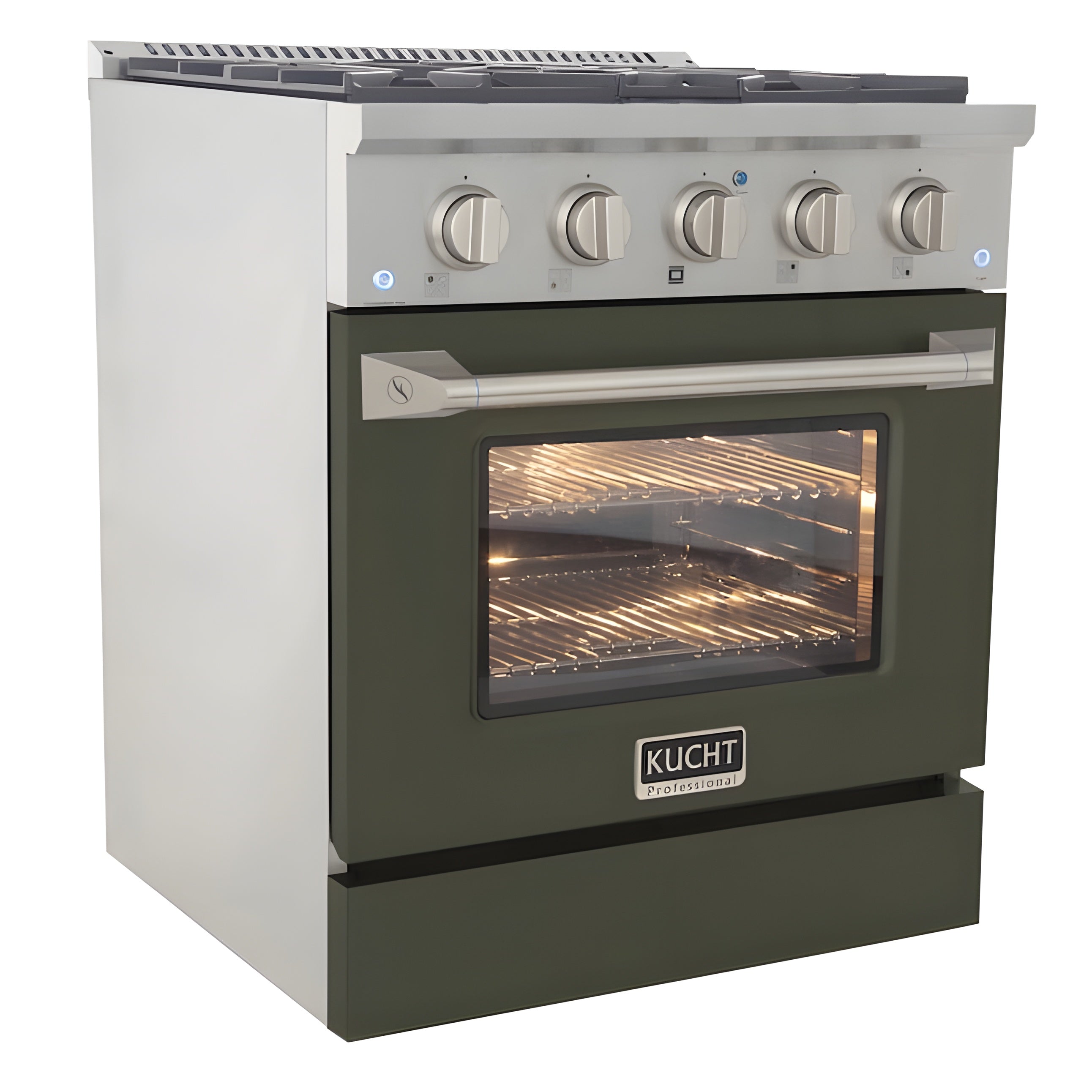 Kucht 30" Pro-Style Natural Gas Dual Fuel Range with 4 Burners in Olive Green - KDF302-OG