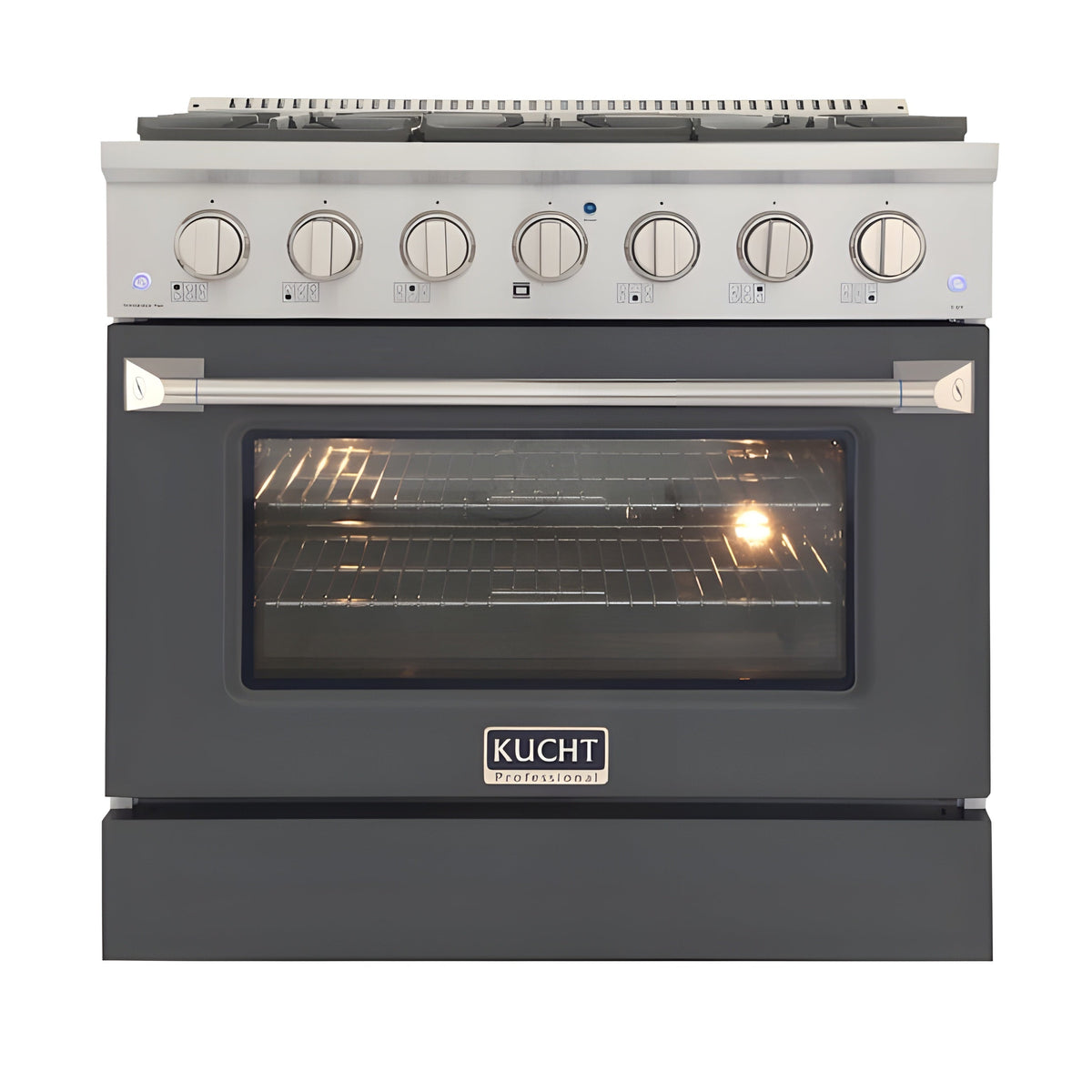Kucht 36" Pro-Style Natural Gas Dual Fuel Range with 4 Burners in Gray - KDF362-GR