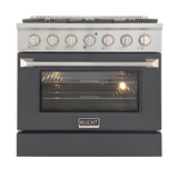 Kucht 36" Pro-Style Natural Gas Dual Fuel Range with 4 Burners in Gray - KDF362-GR