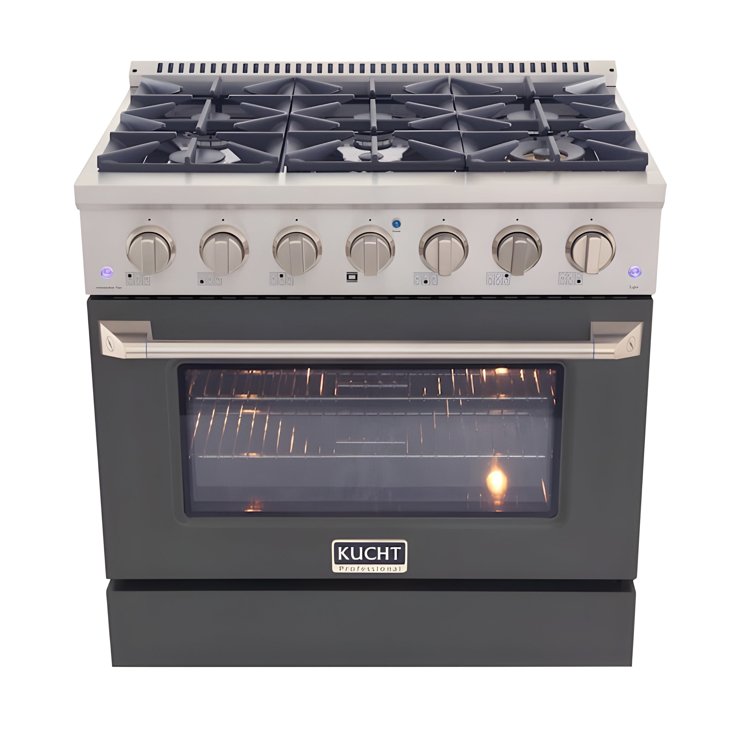 Kucht 36" Pro-Style Natural Gas Dual Fuel Range with 4 Burners in Gray - KDF362-GR