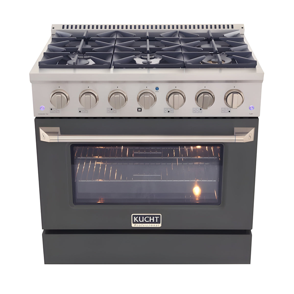 Kucht Professional 36" 5.2 cu ft. Natural Gas Range in Cement Gray with Silver Accents - KNG361-GR
