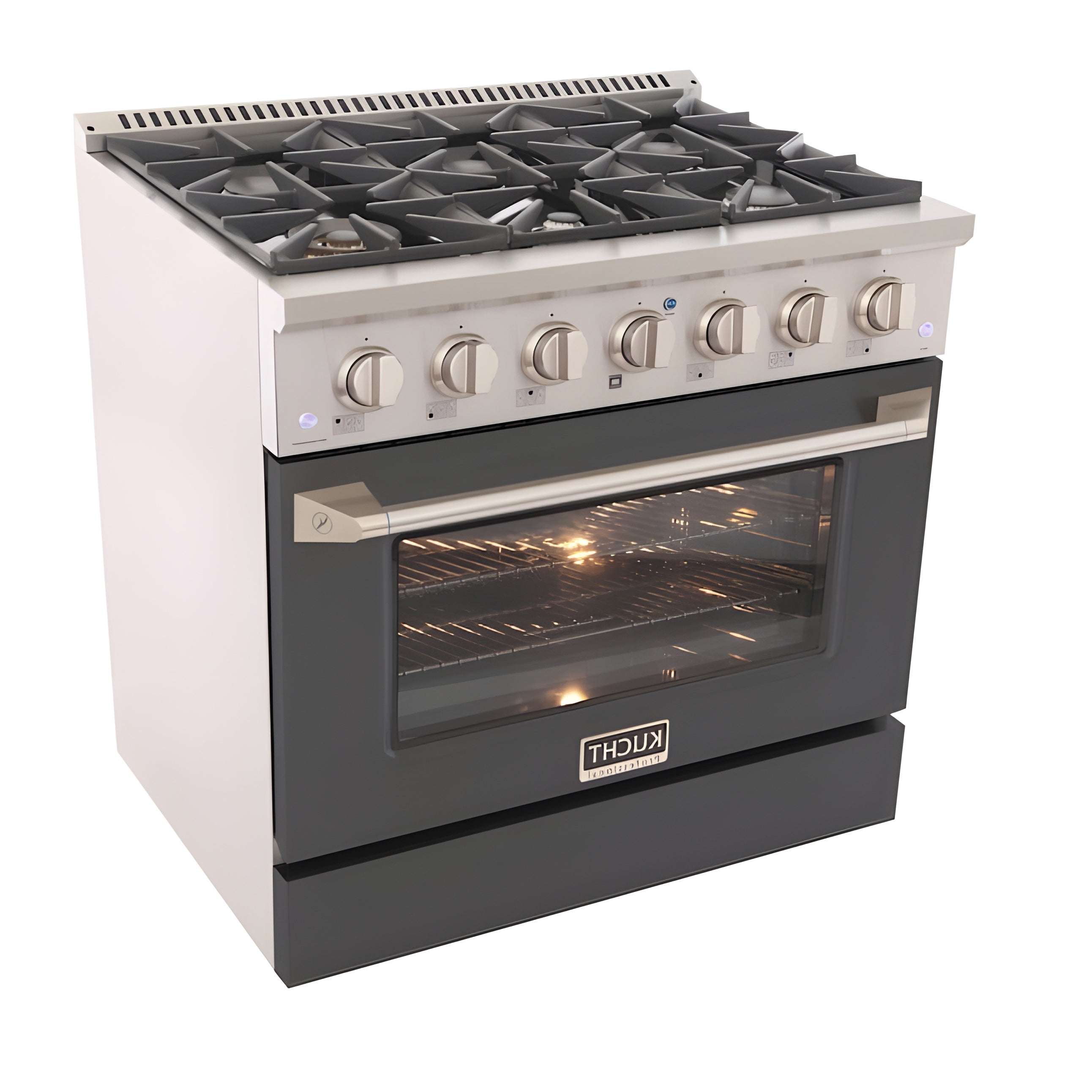 Kucht Professional 36" 5.2 cu ft. Natural Gas Range in Cement Gray with Silver Accents - KNG361-GR
