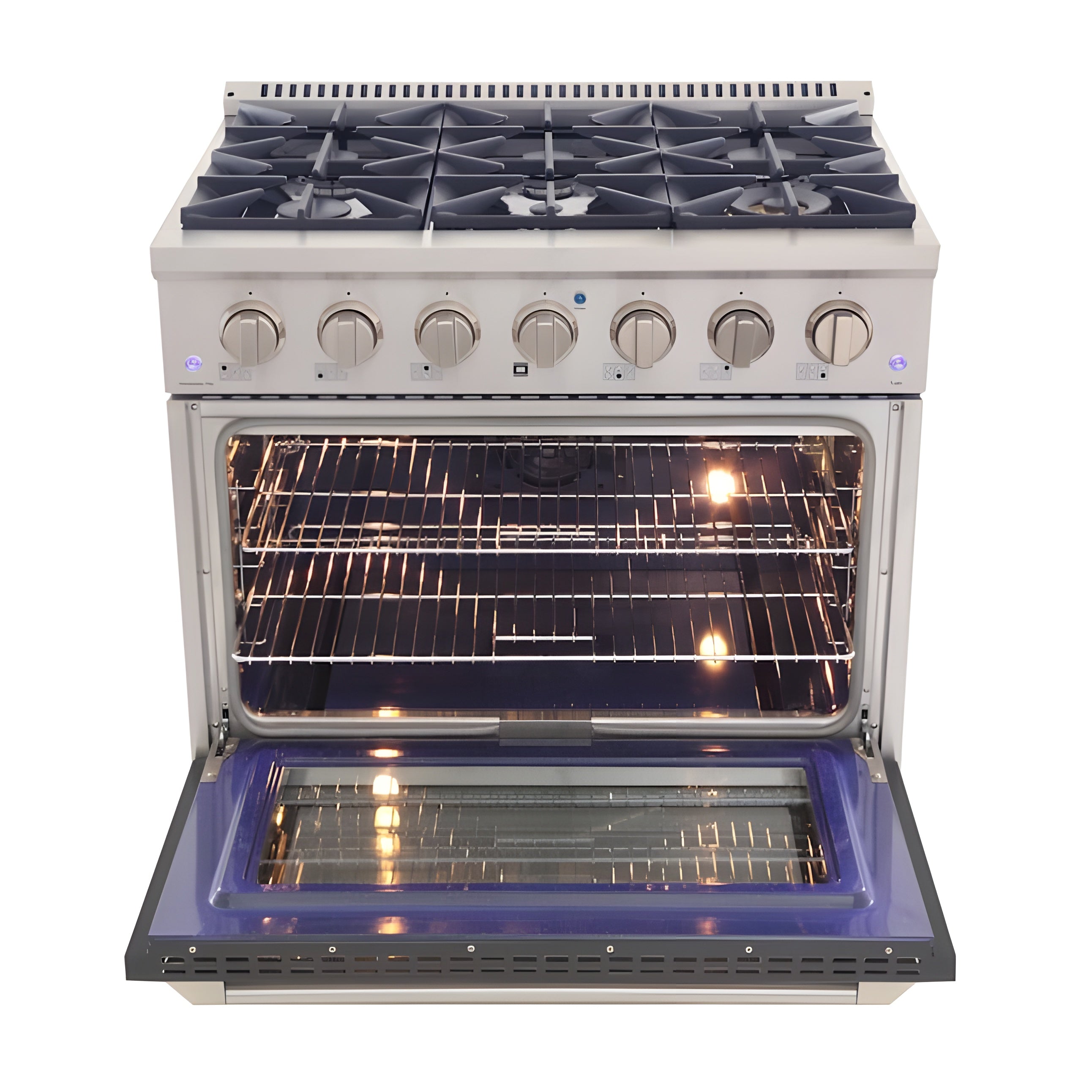 Kucht 36" Pro-Style Natural Gas Dual Fuel Range with 4 Burners in Gray - KDF362-GR