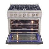Kucht 36" Pro-Style Natural Gas Dual Fuel Range with 4 Burners in Gray - KDF362-GR