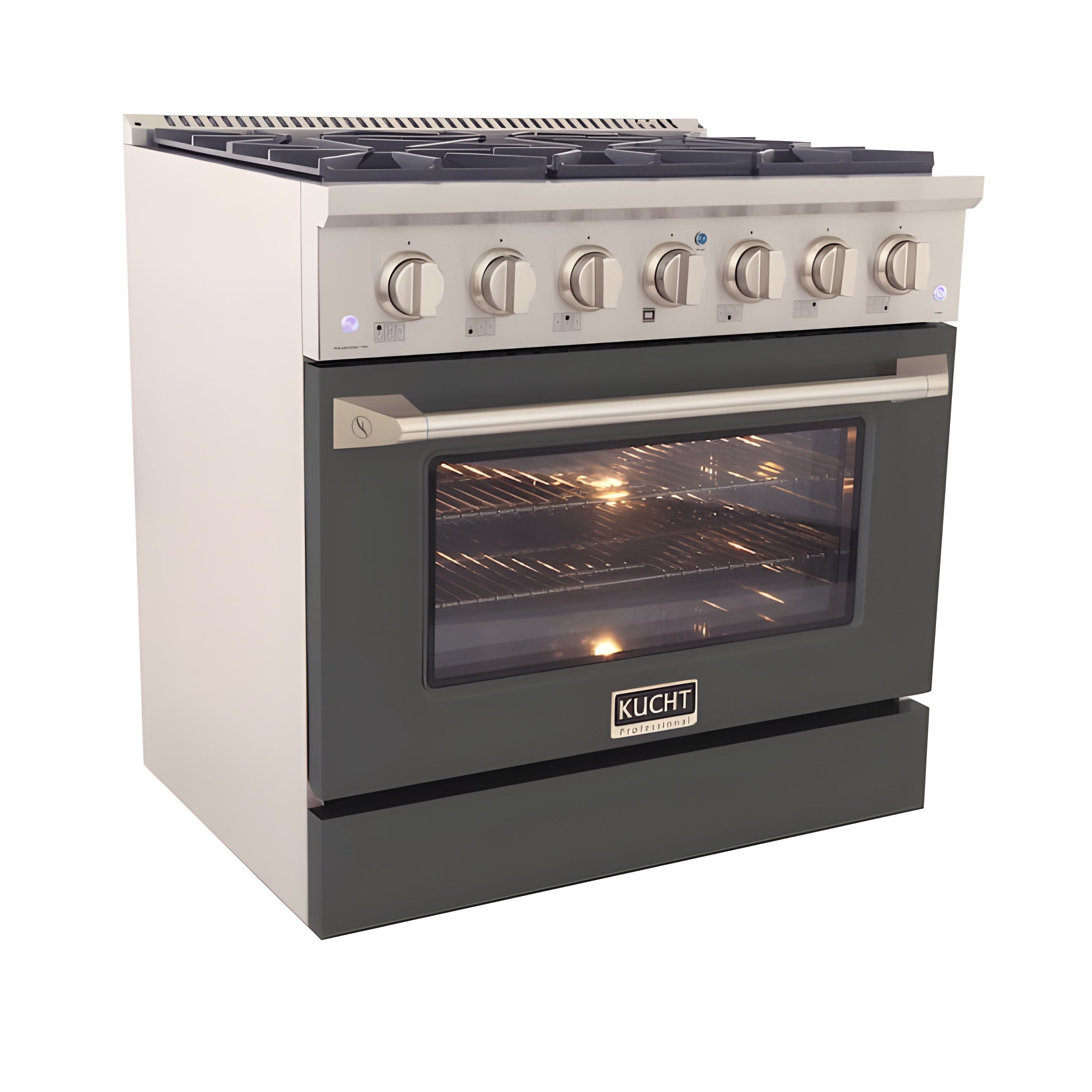 Kucht 36" Pro-Style Natural Gas Dual Fuel Range with 4 Burners in Gray - KDF362-GR