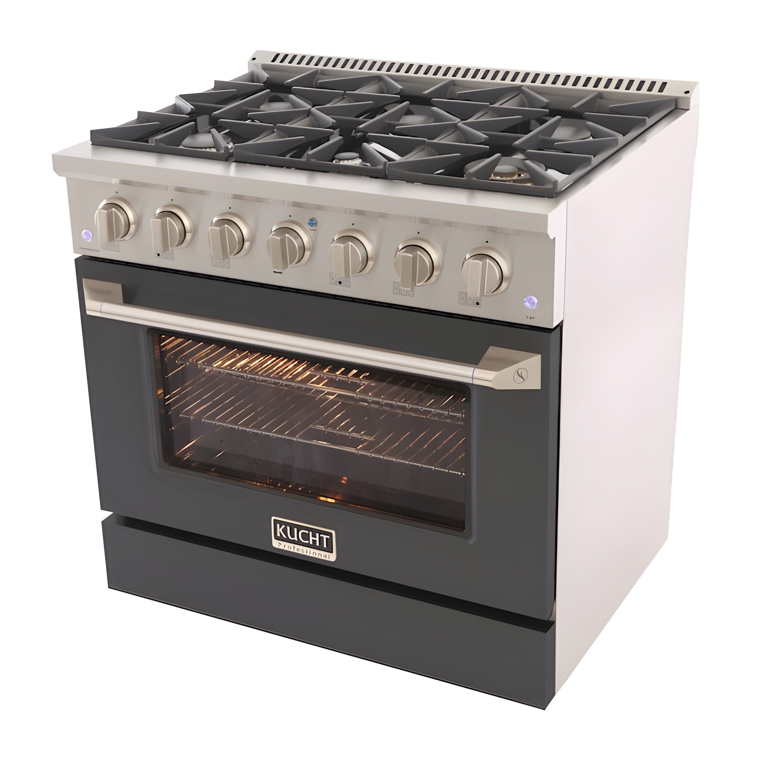 Kucht 36" Pro-Style Natural Gas Dual Fuel Range with 4 Burners in Gray - KDF362-GR