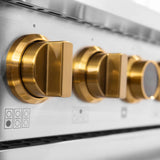 Kucht 60" 8.4 cu. ft. 8 Burner Natural Gas Dual Fuel Range in Stainless Steel with Gold Accents and Digital Thermostat - KXP60-GL
