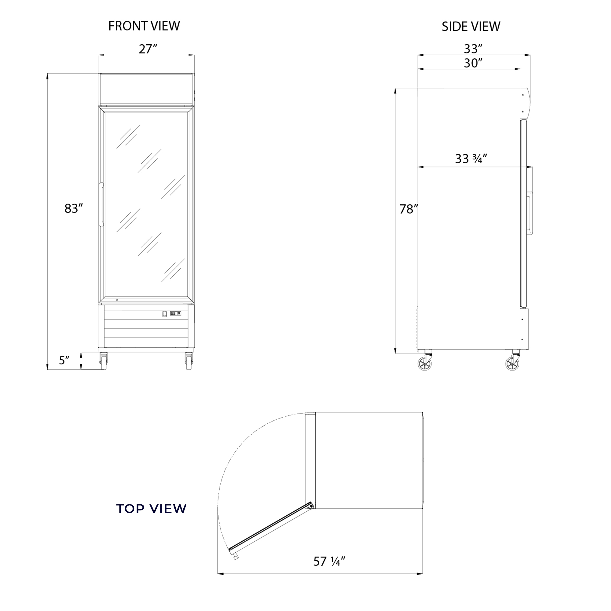 Frigos FG-MR-1D-G 27" Glass Door Merchandiser, Black, LED, Aluminum Interior