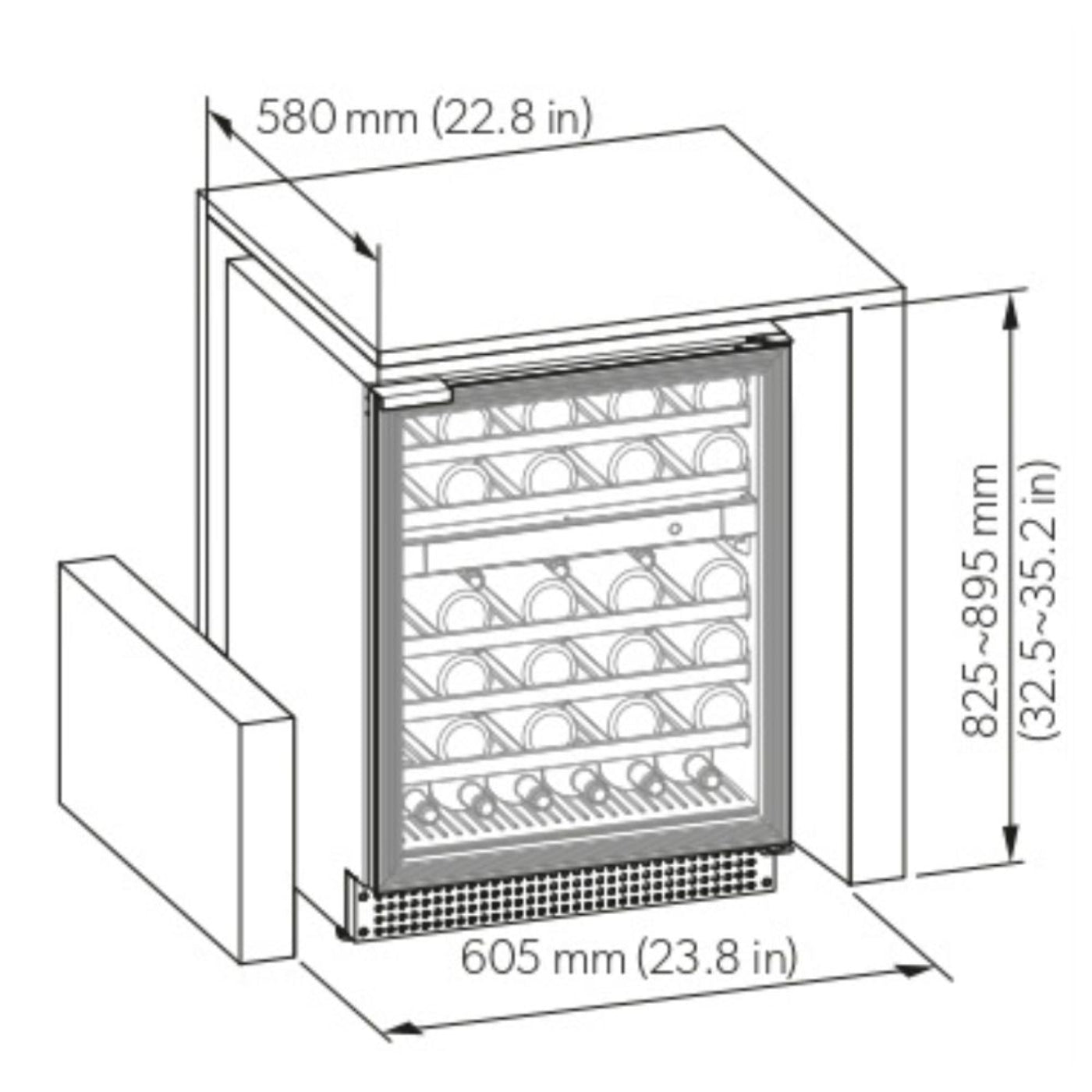 Dometic 24-inch dual-zone Built-in Wine Cooler, 46 Bottles - D46B