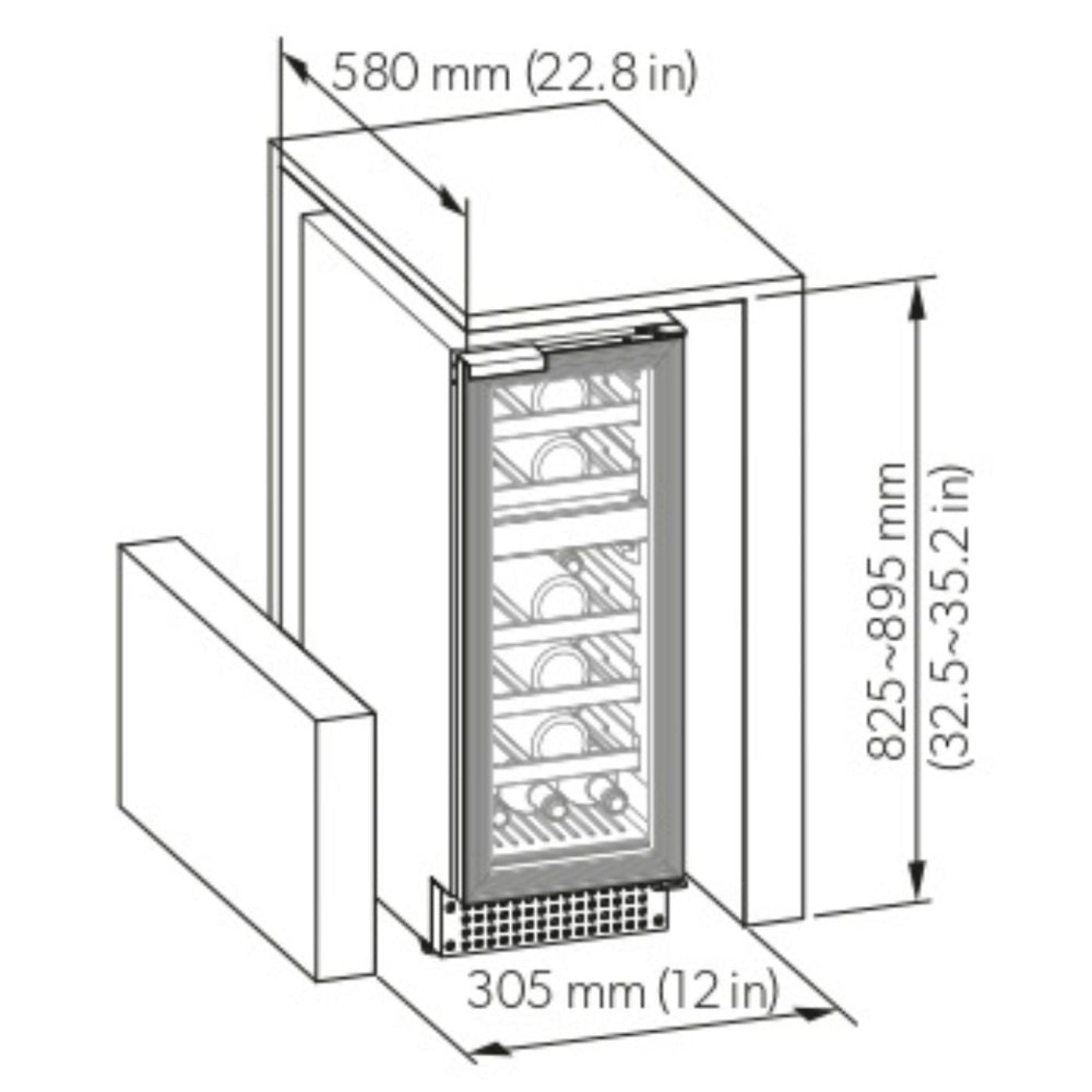 Dometic 12-inch dual-zone freestanding wine cooler, 18 bottles - D18B