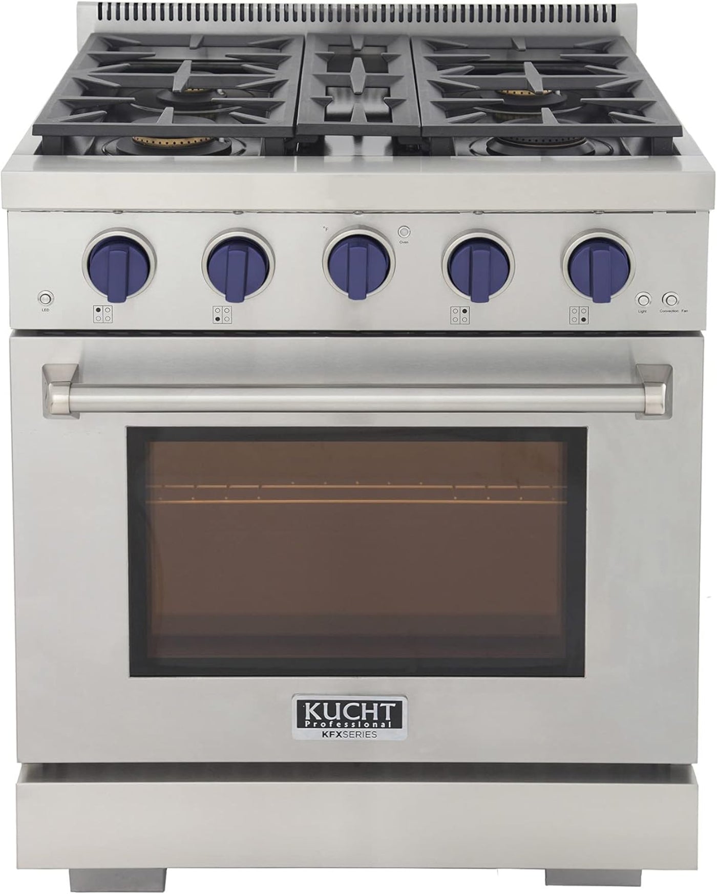Kucht Professional 30" 4.2 cu. ft. Propane Gas Range in Stainless Steel with Blue Accents - KFX300/LP-B
