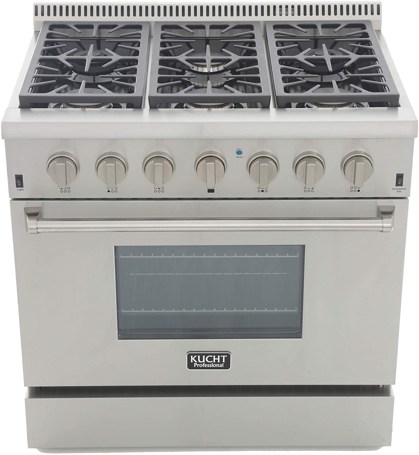 Kucht Professional 36 in. 5.2 cu ft. Natural Gas Range with Silver Knobs - KRG3618U-S