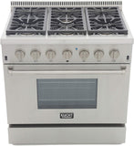 Kucht Professional 36 in. 5.2 cu ft. Natural Gas Range with Silver Knobs - KRG3618U-S