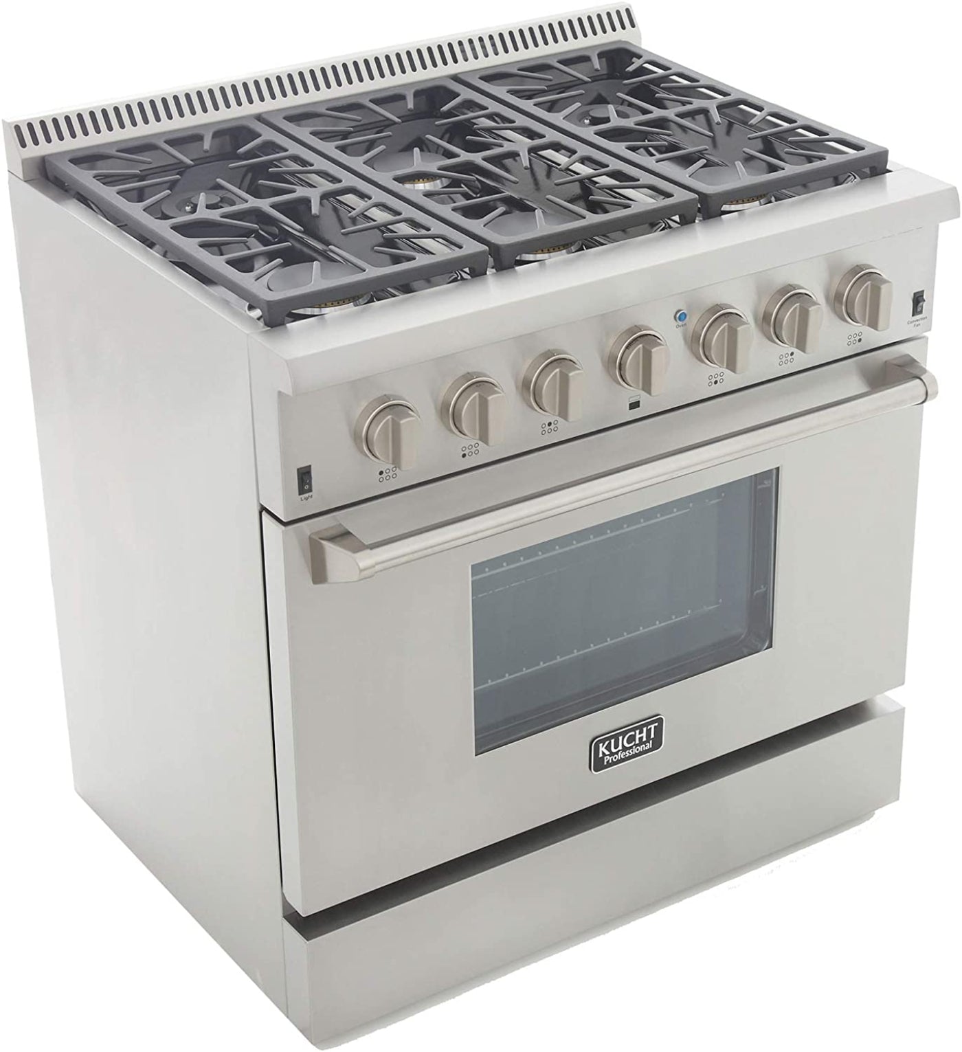 Kucht Professional 36 in. 5.2 cu ft. Natural Gas Range with Silver Knobs - KRG3618U-S