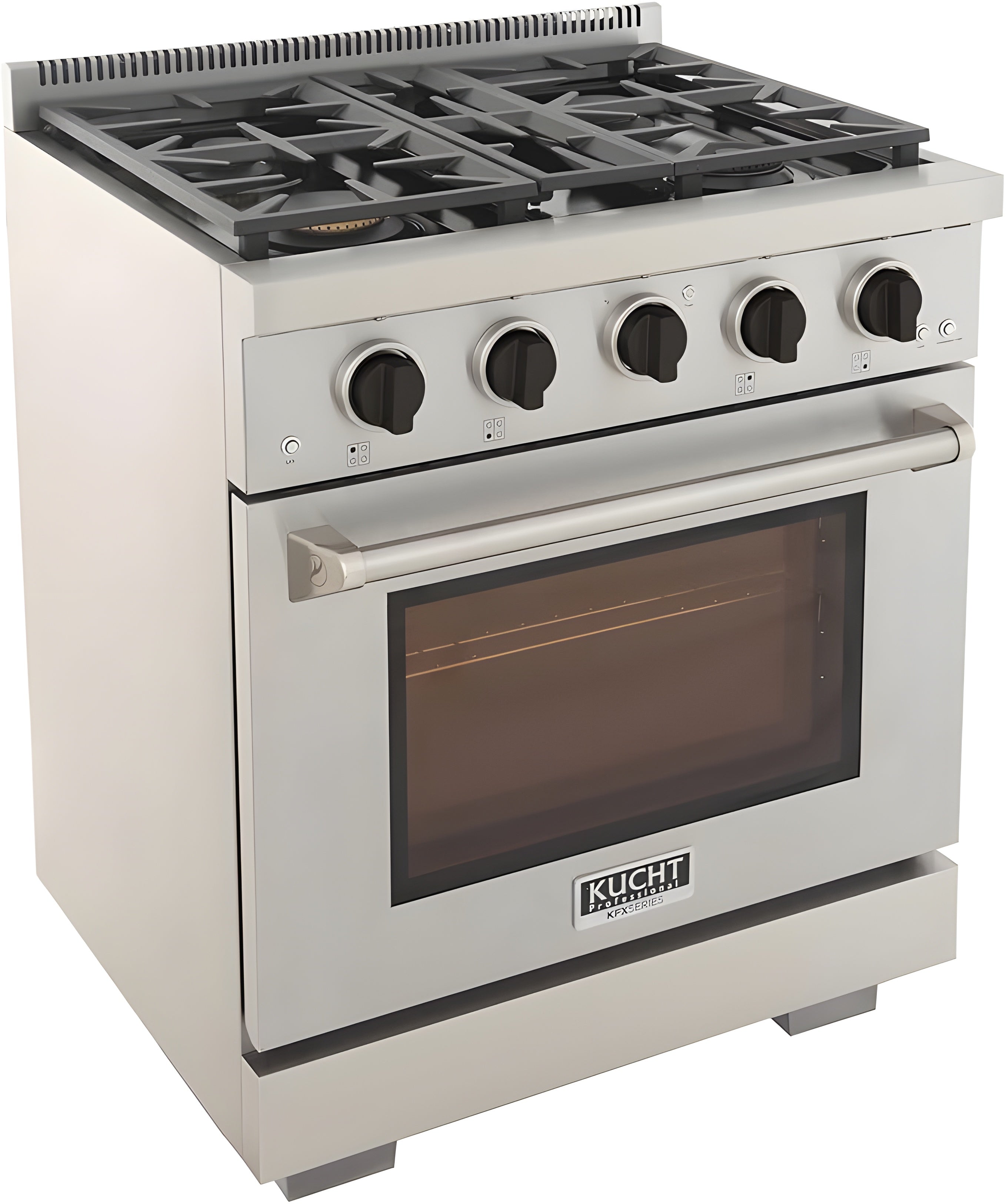 Kucht Professional 30" 4.2 cu. ft. Natural Gas Range in Stainless Steel with Black Accents - KFX300-K