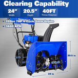 Ace Series 24-Inch 2-Stage Gas Snow Blower: 209cc 7HP 4-Cycle Engine, Electric Start, LED Lights, Self-Propelled, and 13" Flat-Free Wheels - TSA-0501