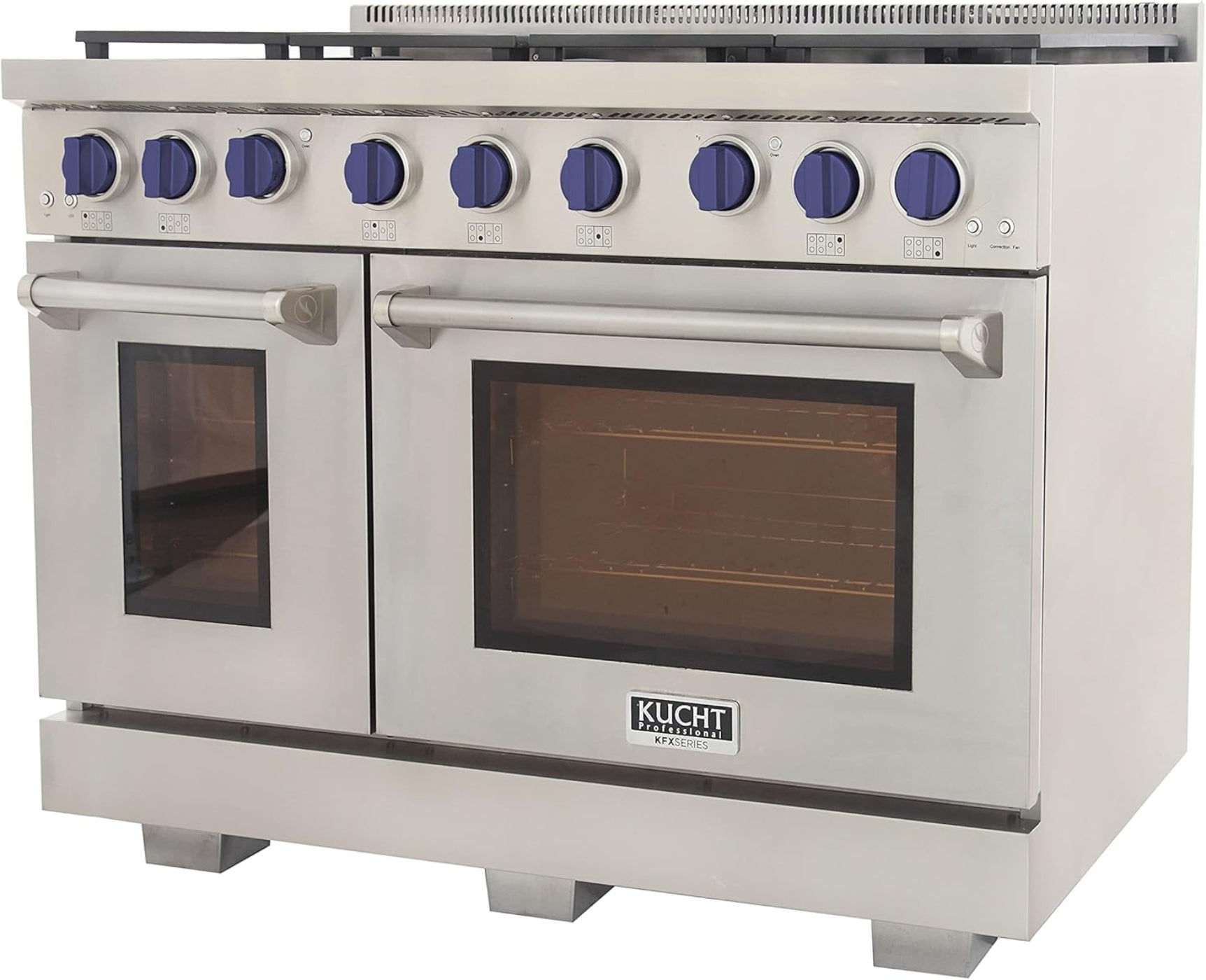 Kucht Professional 48" 6.7 cu. ft. Propane Gas Range in Stainless Steel with Blue Accents - KFX480/LP-B