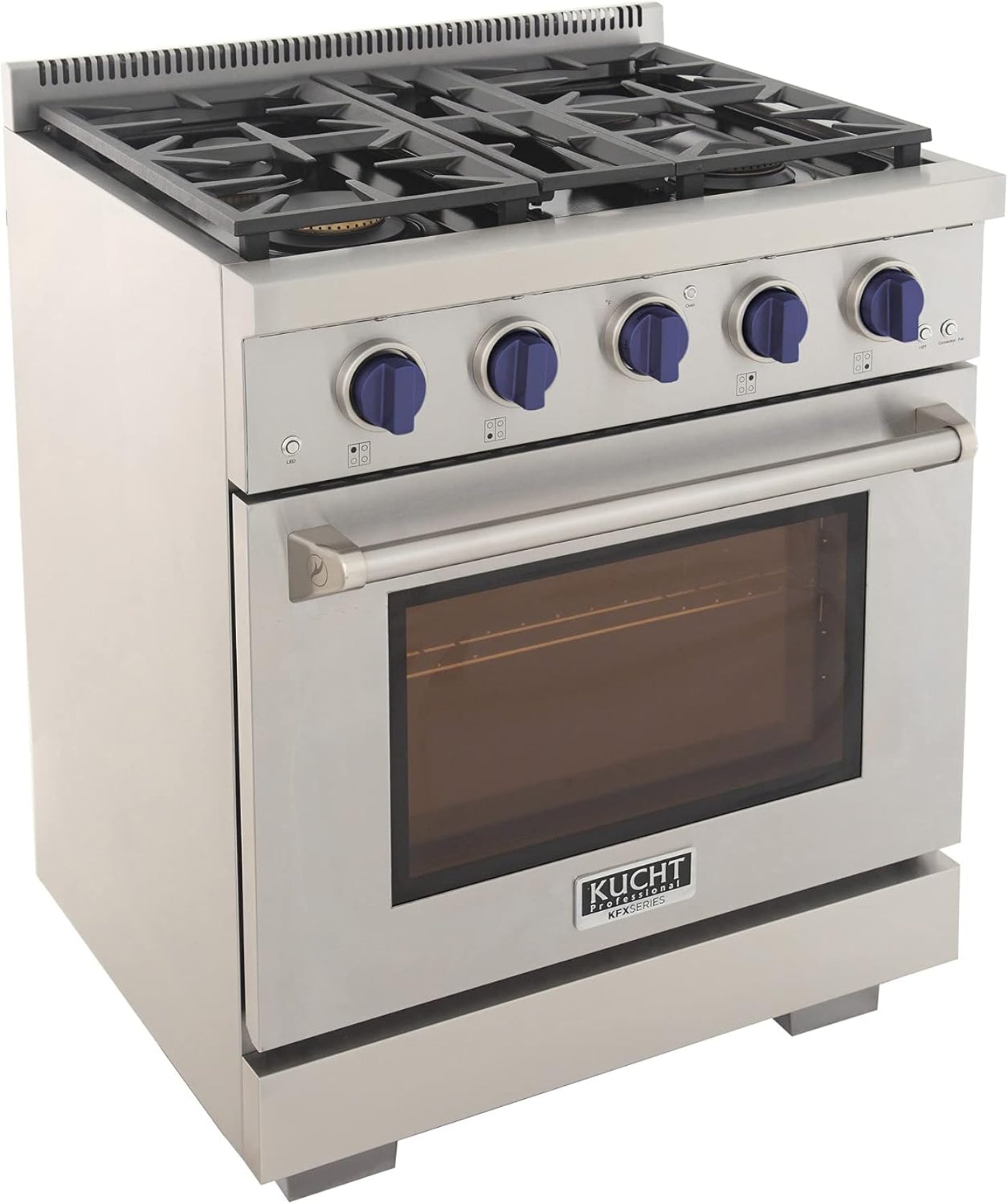 Kucht Professional 30" 4.2 cu. ft. Natural Gas Range in Stainless Steel with Blue Accents - KFX300-B