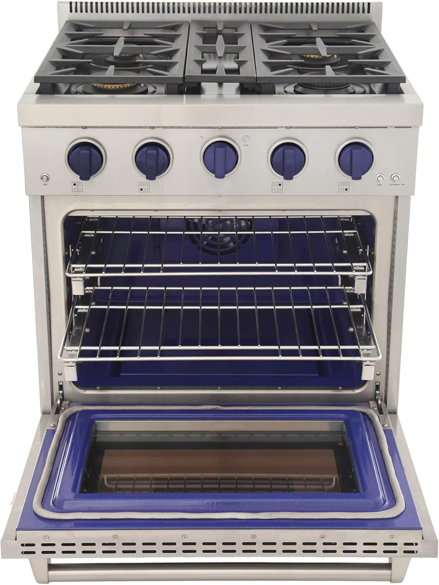 Kucht Professional 30" 4.2 cu. ft. Propane Gas Range in Stainless Steel with Blue Accents - KFX300/LP-B