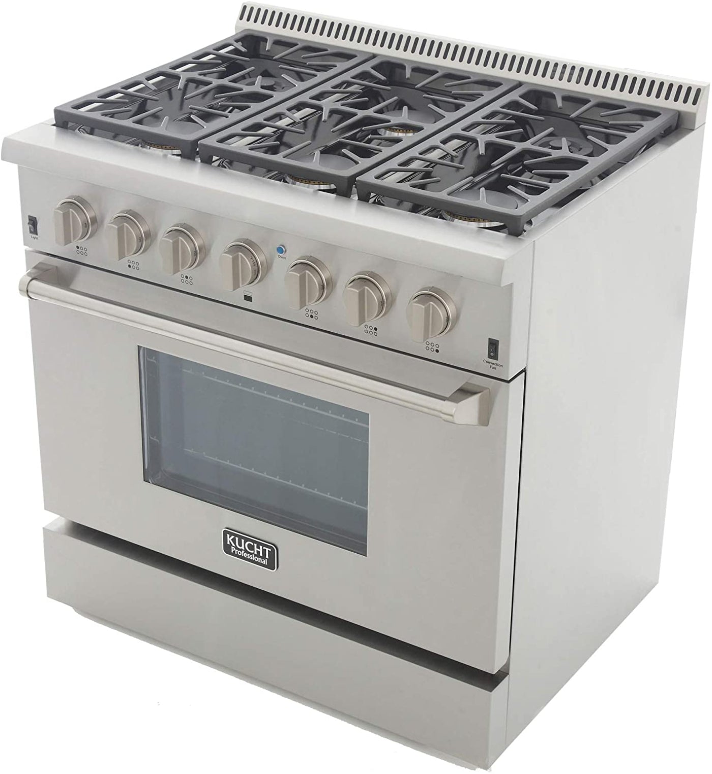 Kucht Professional 36 in. 5.2 cu ft. Natural Gas Range with Silver Knobs - KRG3618U-S