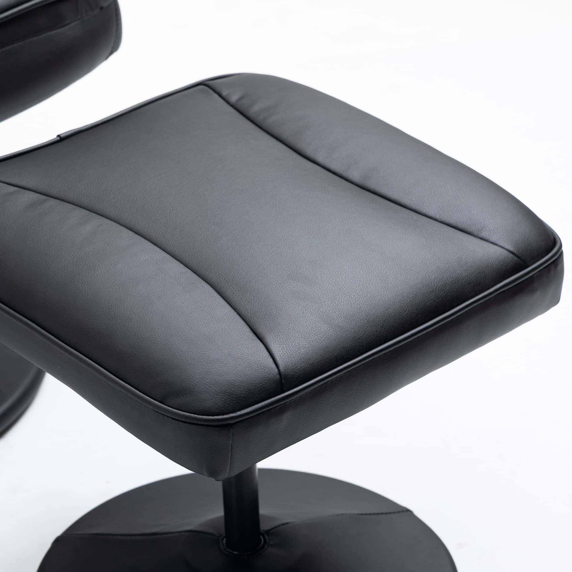 HomCom Swivel Recliner, Manual PU Leather Armchair with Ottoman Footrest for Living Room, - B09PV297DL-1