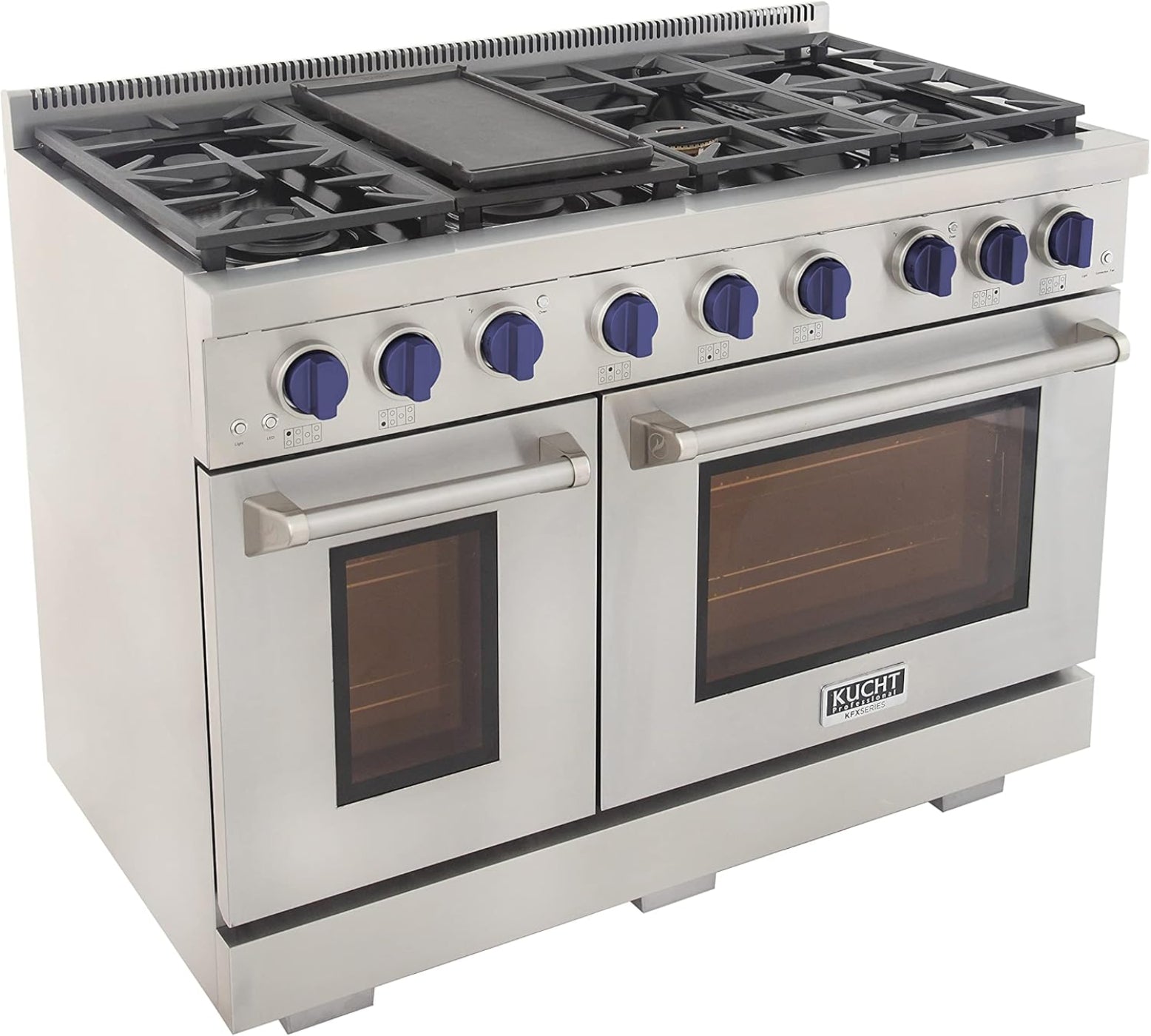 Kucht Professional 48" 6.7 cu. ft. Propane Gas Range in Stainless Steel with Blue Accents - KFX480/LP-B