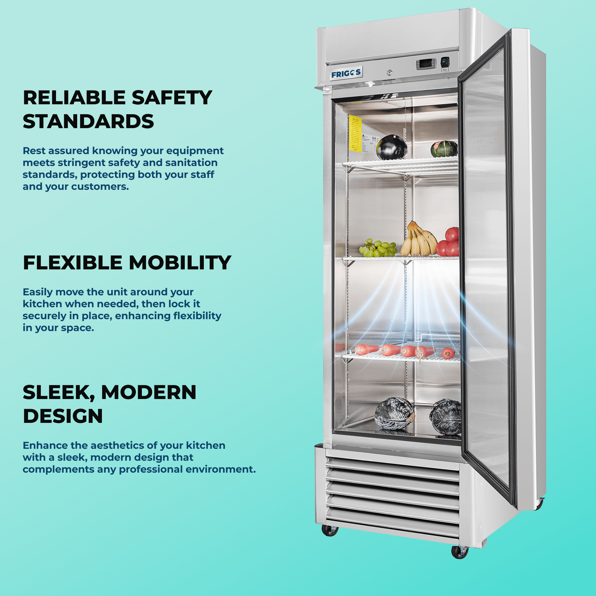 Frigos 27" Reach-In Refrigerator, Solid Single Door, 21 Cu Ft - FG-RF-1D