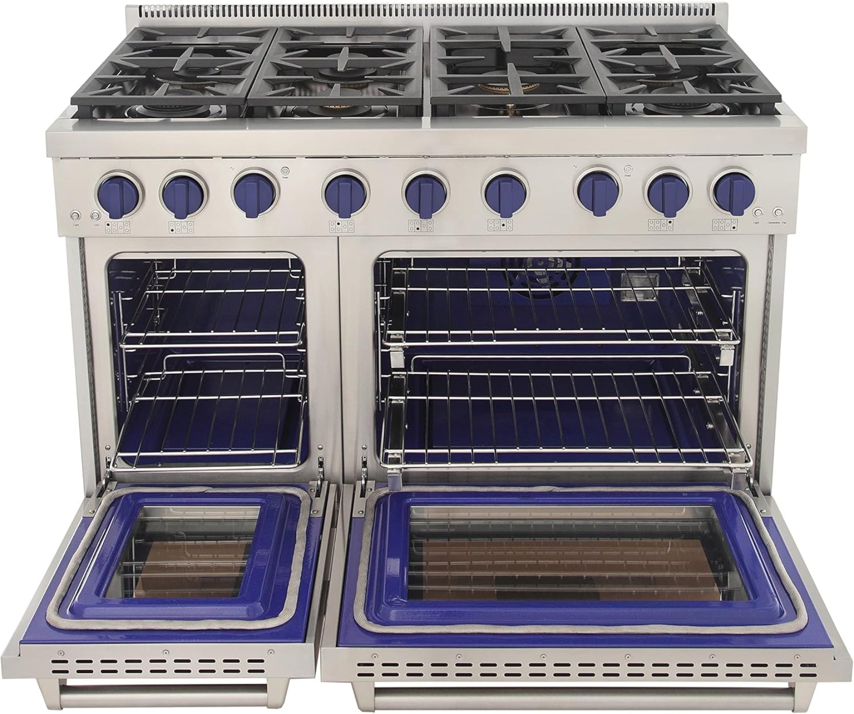 Kucht Professional 48" 6.7 cu. ft. Propane Gas Range in Stainless Steel with Blue Accents - KFX480/LP-B