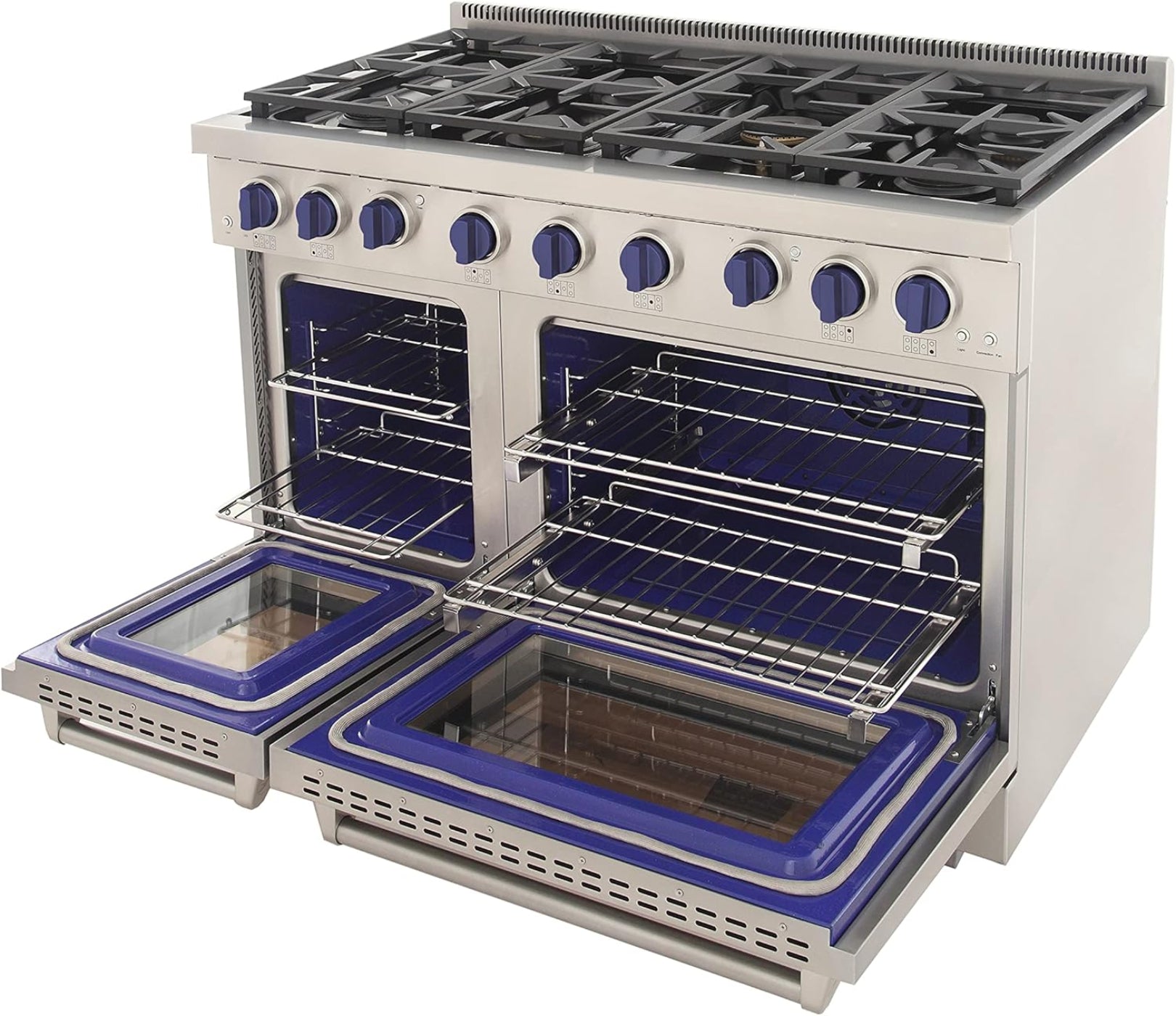 Kucht Professional 48" 6.7 cu. ft. Propane Gas Range in Stainless Steel with Blue Accents - KFX480/LP-B