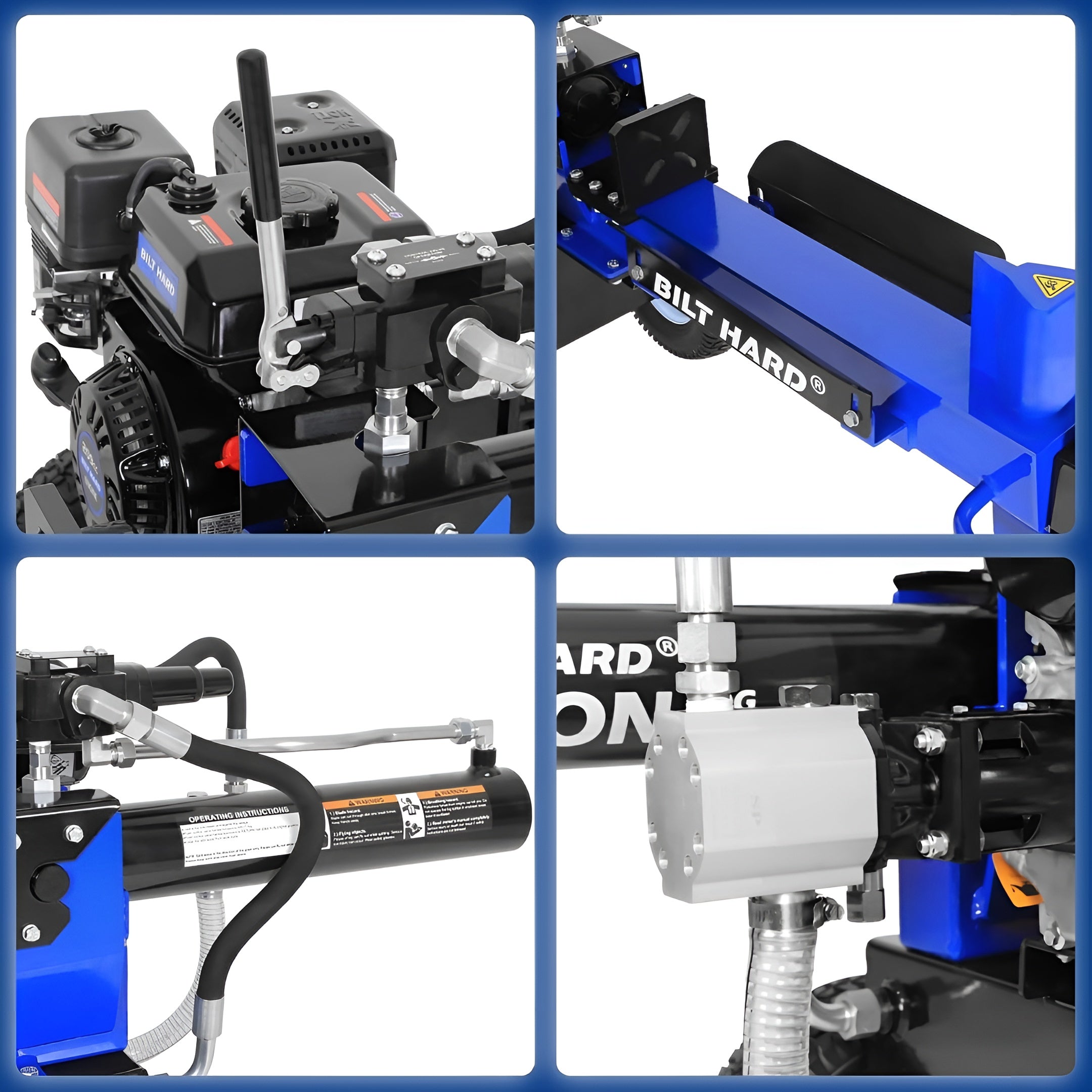 BILT HARD 20-Ton Gas Log Splitter, Hydraulic Wood Splitter with 7 HP 209cc OHV Engine, Towable Hitch, 13" Pneumatic Tires, 2 Stage Gear Pump, Steel Wedge, Firewood Splitting Machine