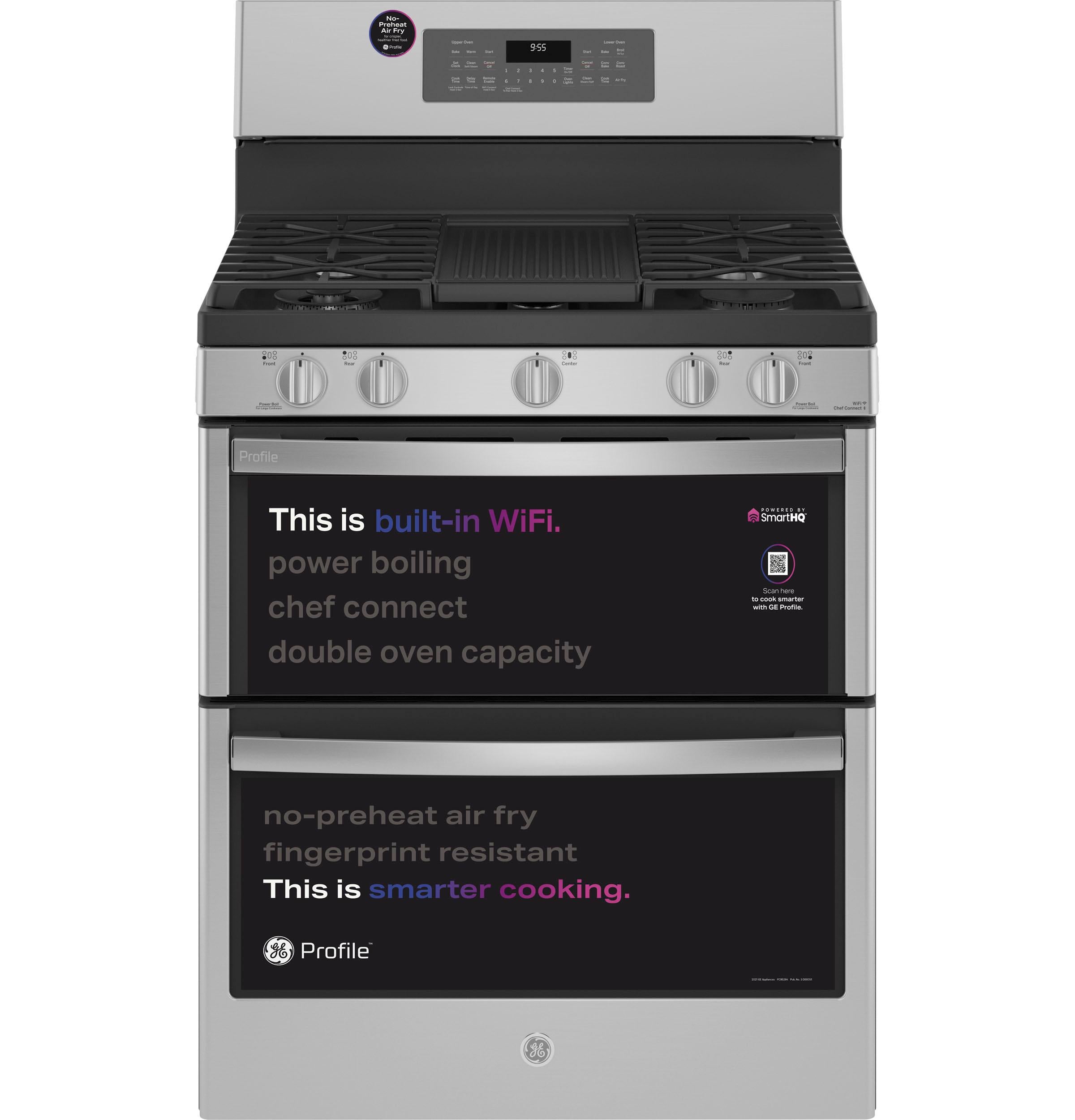 GE APPLIANCES PGB965YPFS GE Profile(TM) 30" Free-Standing Gas Double Oven Convection Fingerprint Resistant Range with No Preheat Air Fry -  PGB965YPFS