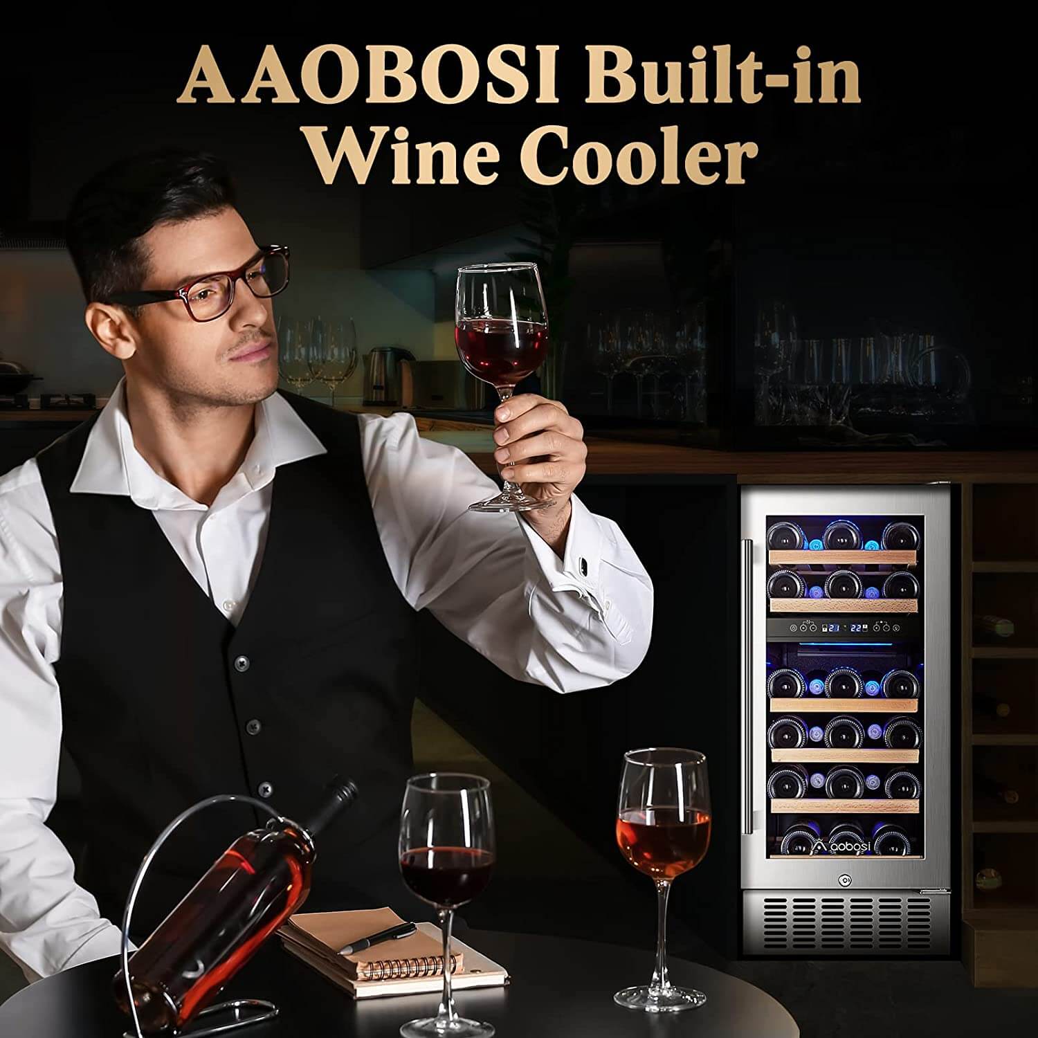 Bodega cooler 15 Inch Wine Cooler 28 Bottle Dual Zone Wine Refrigerator ‎- JC-85B-WIFI