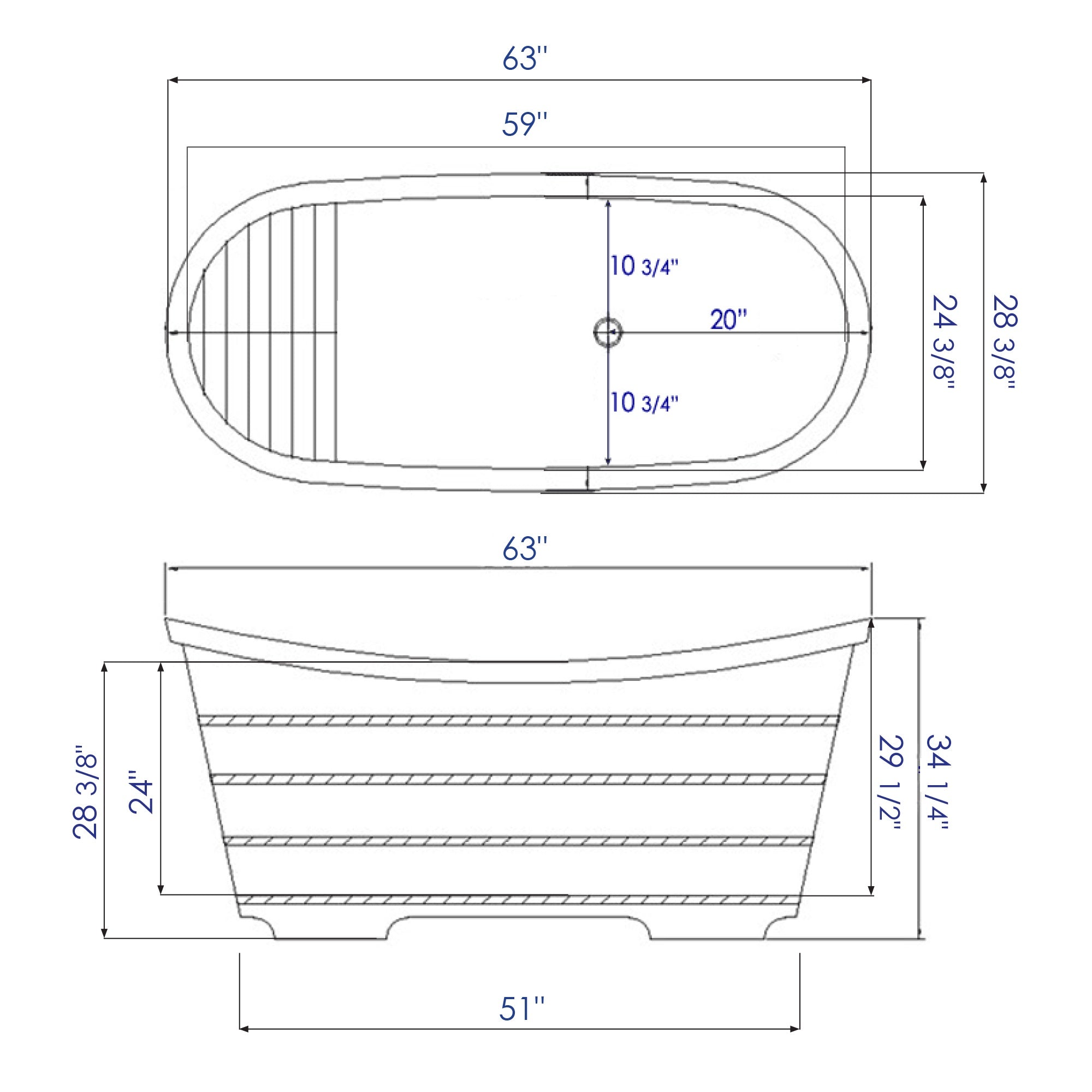 ALFI 63" Cedar Wooden Freestanding Bathtub AB1105