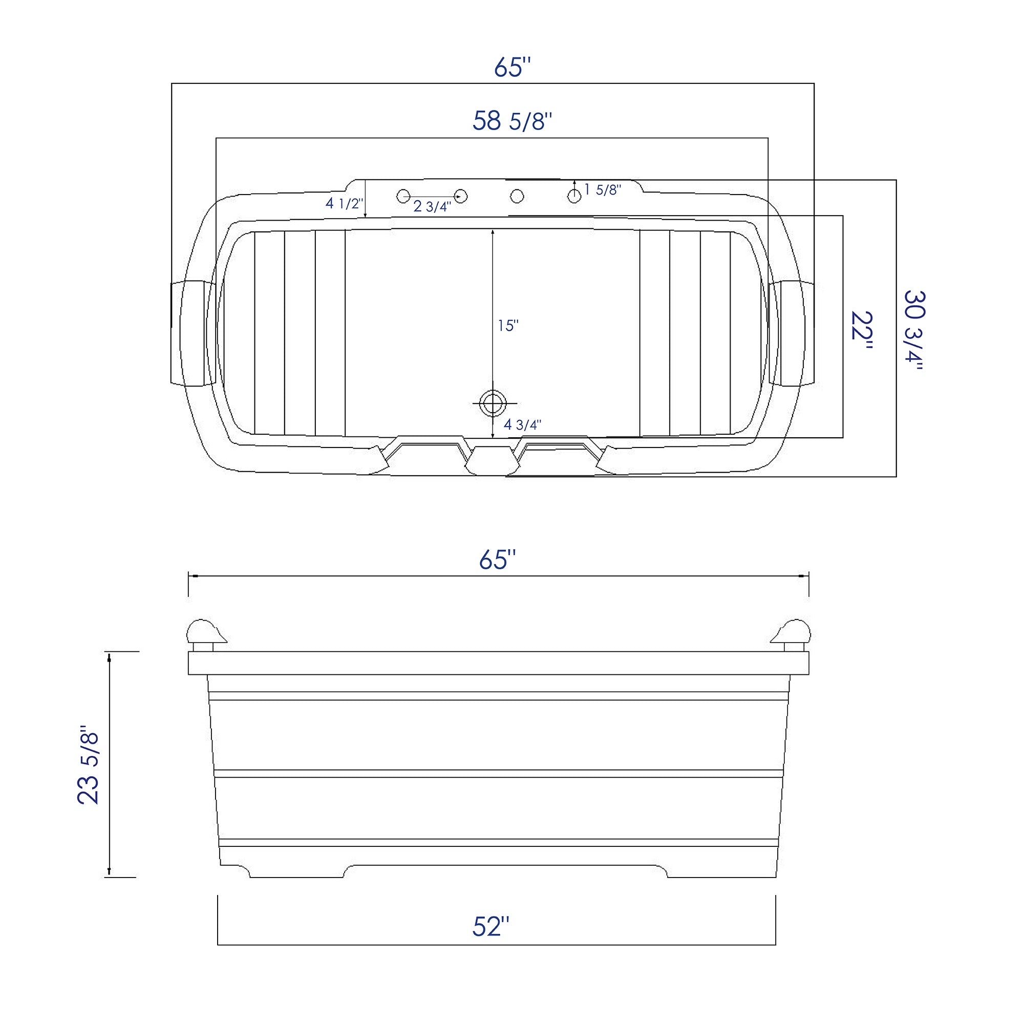 ALFI 65" Cedar Wooden Freestanding Bathtub with Fixtures & Headrests - 2 Person AB1130
