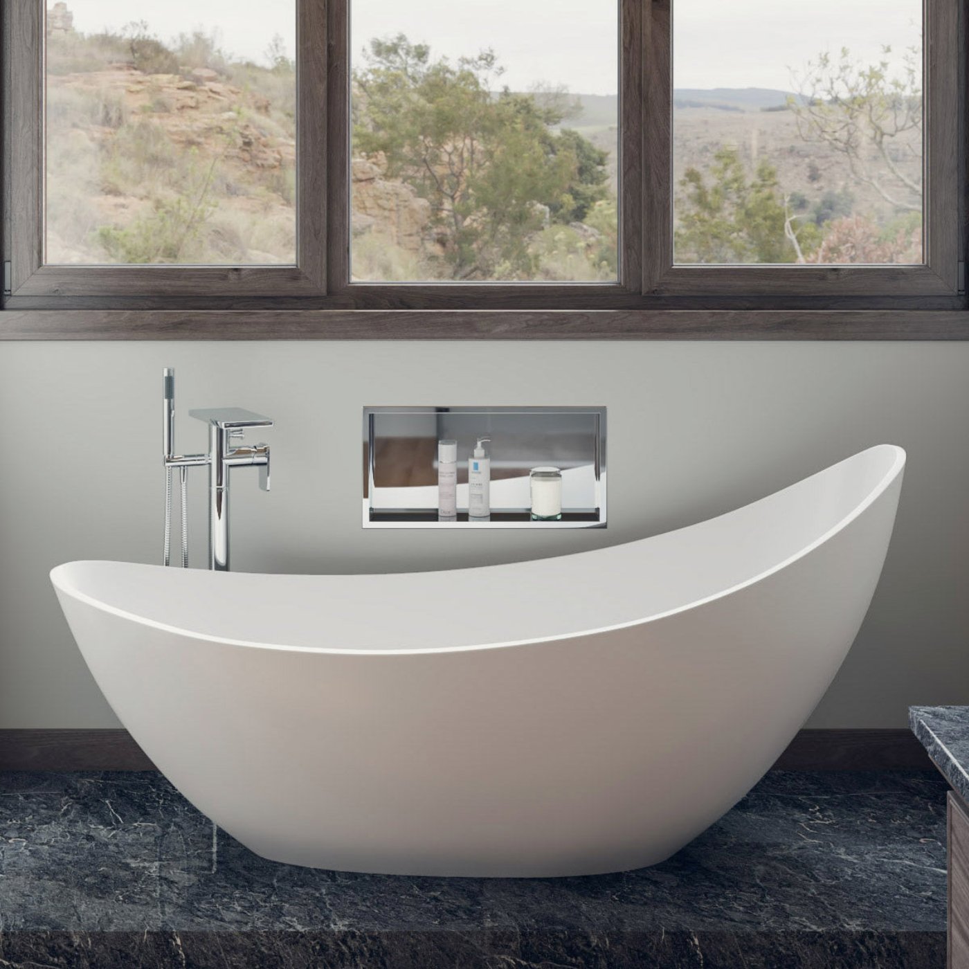 ALFI Freestanding Floor Mounted Shelf Style Bath Tub Filler AB2875