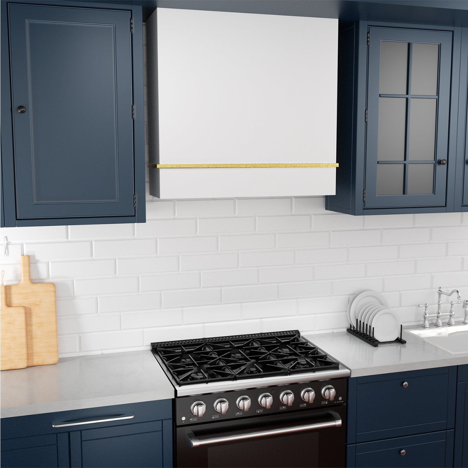 Akicon 30" Wall Mount Range Hood, 600 CFM, LED - AK-HS30HA-BSG-48
