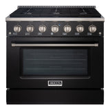 Akicon 36" Slide-in Freestanding Professional Style Gas Range with 5.2 Cu. Ft. Oven, 6 Burners, Convection Fan, Cast Iron Grates. Black & Stainless Steel - AK-JK36A1-BS