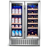 AOBOSI 24 Inch Beverage and Wine Cooler 18 Bottles and 57 Cans - YC120-2D